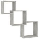 Cube Wall Shelves Concrete Grey Chipboard