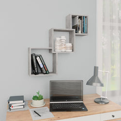 Cube Wall Shelves Concrete Grey 84.5x15x27 cm Chipboard