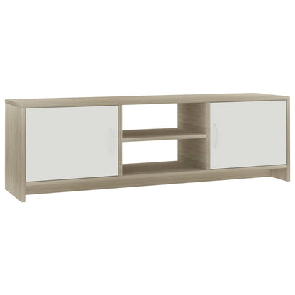 TV Cabinet White and Sonoma Oak 120x30x37,5 cm Chipboard