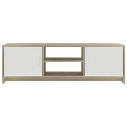 TV Cabinet White and Sonoma Oak 120x30x37,5 cm Chipboard