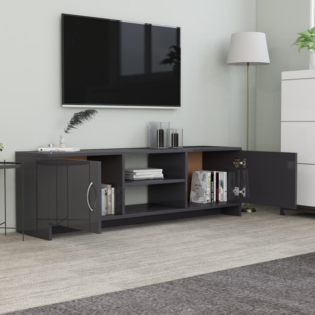 TV Cabinet High Gloss Grey 120x30x37,5 cm Chipboard