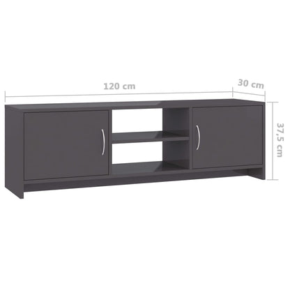 TV Cabinet High Gloss Grey 120x30x37,5 cm Chipboard