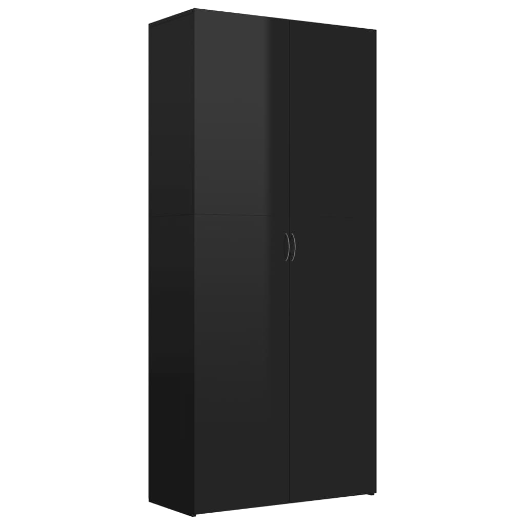 Shoe Cabinet High Gloss Black 80x35.5x180 cm Chipboard