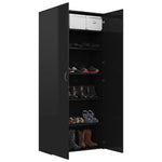 Shoe Cabinet High Gloss Black Chipboard