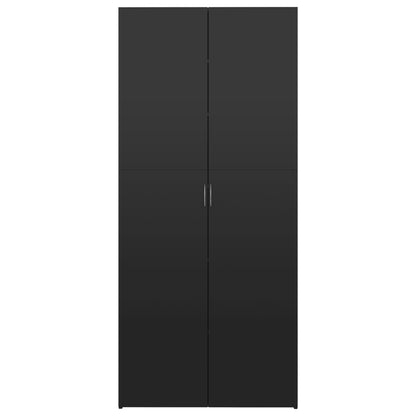 Shoe Cabinet High Gloss Black 80x35.5x180 cm Chipboard