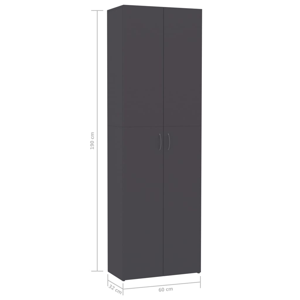 Office Cabinet Grey 60x32x190 cm Chipboard
