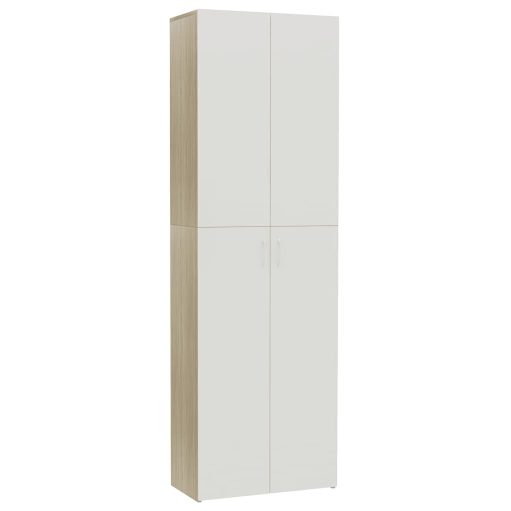 Office Cabinet White and Sonoma Oak 60x32x190 cm Chipboard
