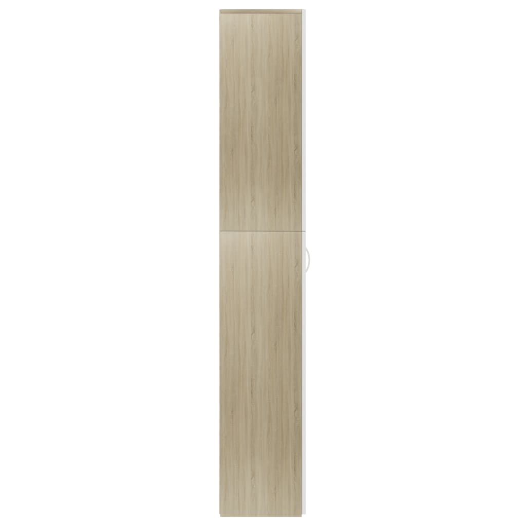 Office Cabinet White and Sonoma Oak 60x32x190 cm Chipboard