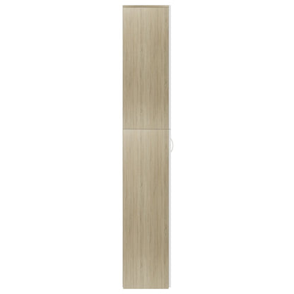 Office Cabinet White and Sonoma Oak 60x32x190 cm Chipboard
