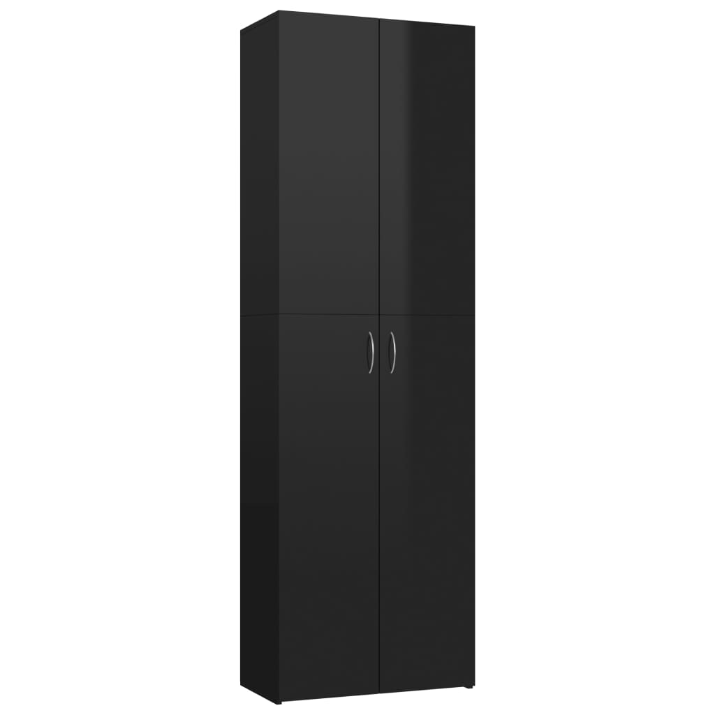 Office Cabinet High Gloss Black 60x32x190 cm Chipboard