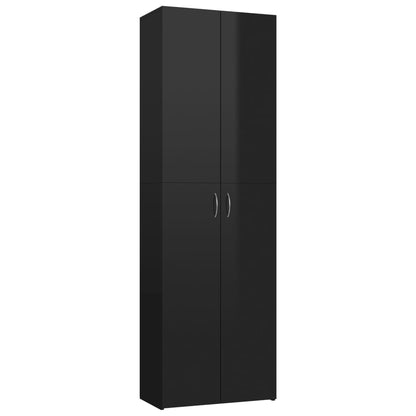 Office Cabinet High Gloss Black 60x32x190 cm Chipboard
