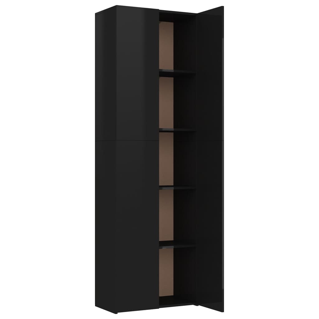 Office Cabinet High Gloss Black 60x32x190 cm Chipboard
