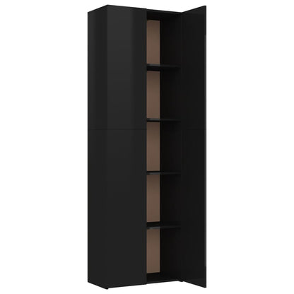 Office Cabinet High Gloss Black 60x32x190 cm Chipboard