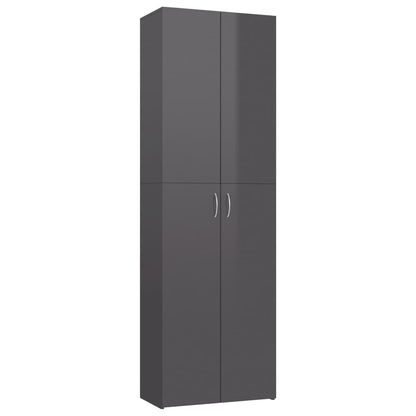 Office Cabinet High Gloss Grey 60x32x190 cm Chipboard