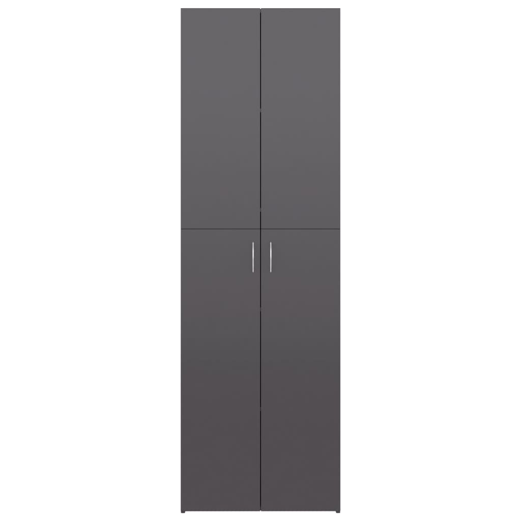 Office Cabinet High Gloss Grey 60x32x190 cm Chipboard