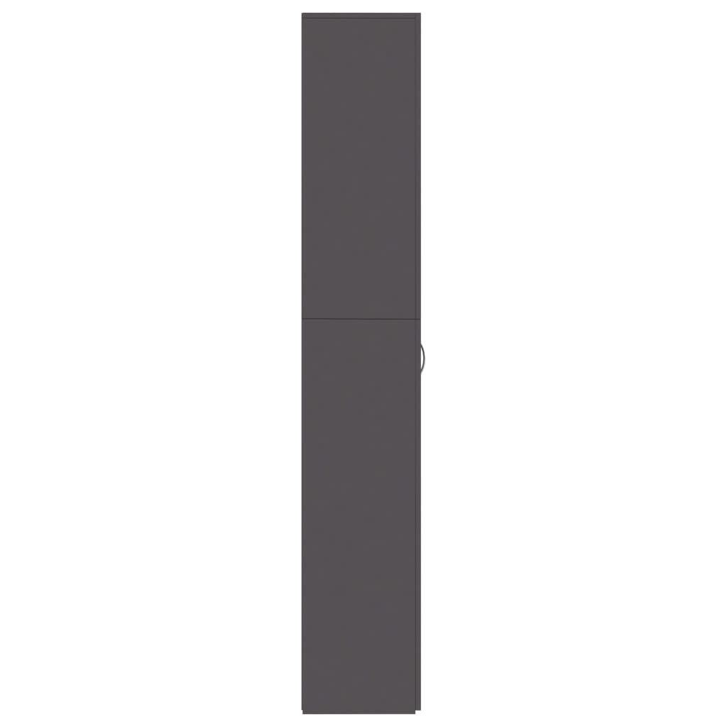 Office Cabinet High Gloss Grey 60x32x190 cm Chipboard
