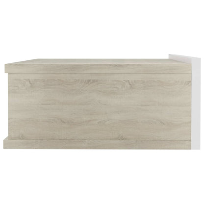 Floating Nightstand White and Sonoma Oak 40x30x15 cm Chipboard