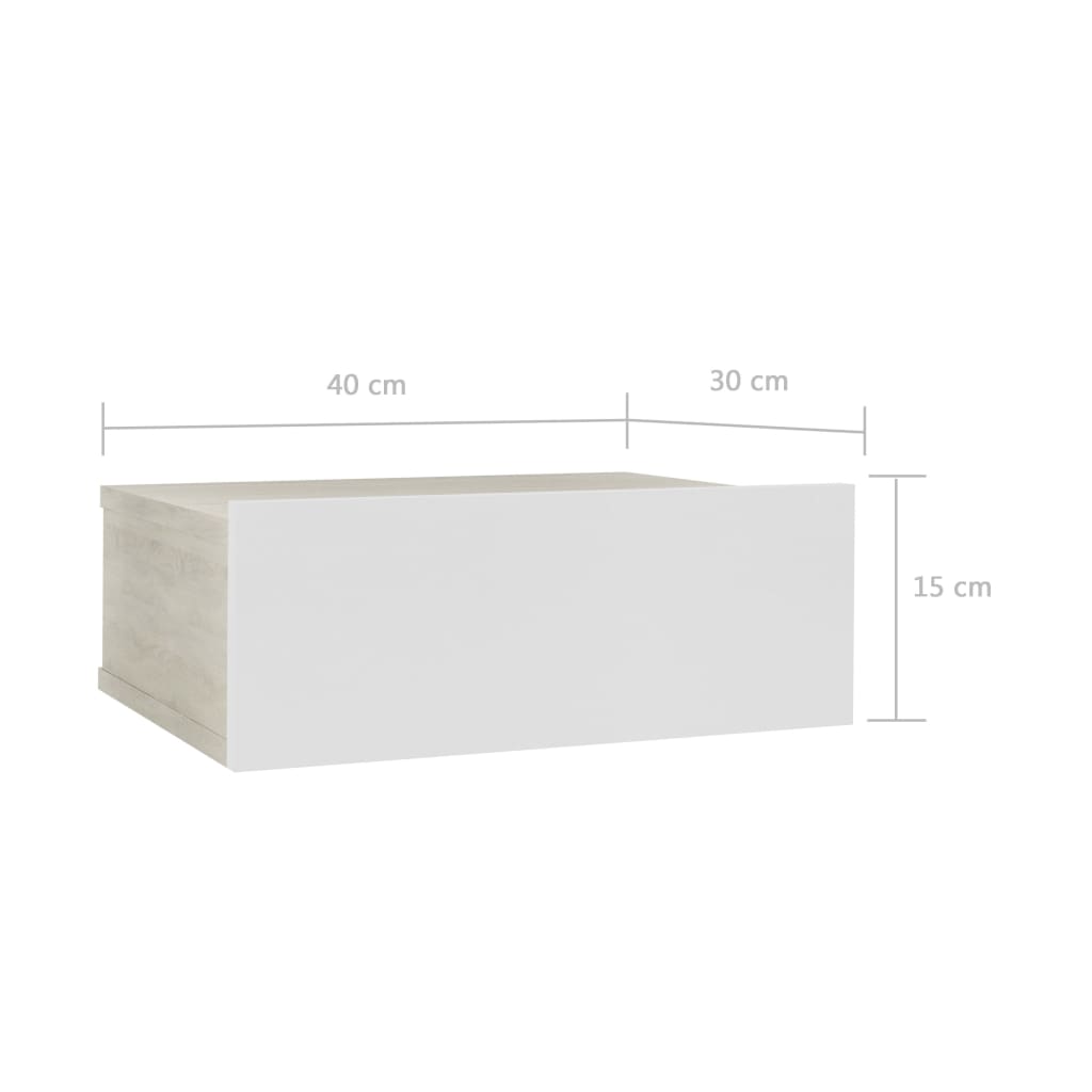 Floating Nightstand White and Sonoma Oak 40x30x15 cm Chipboard