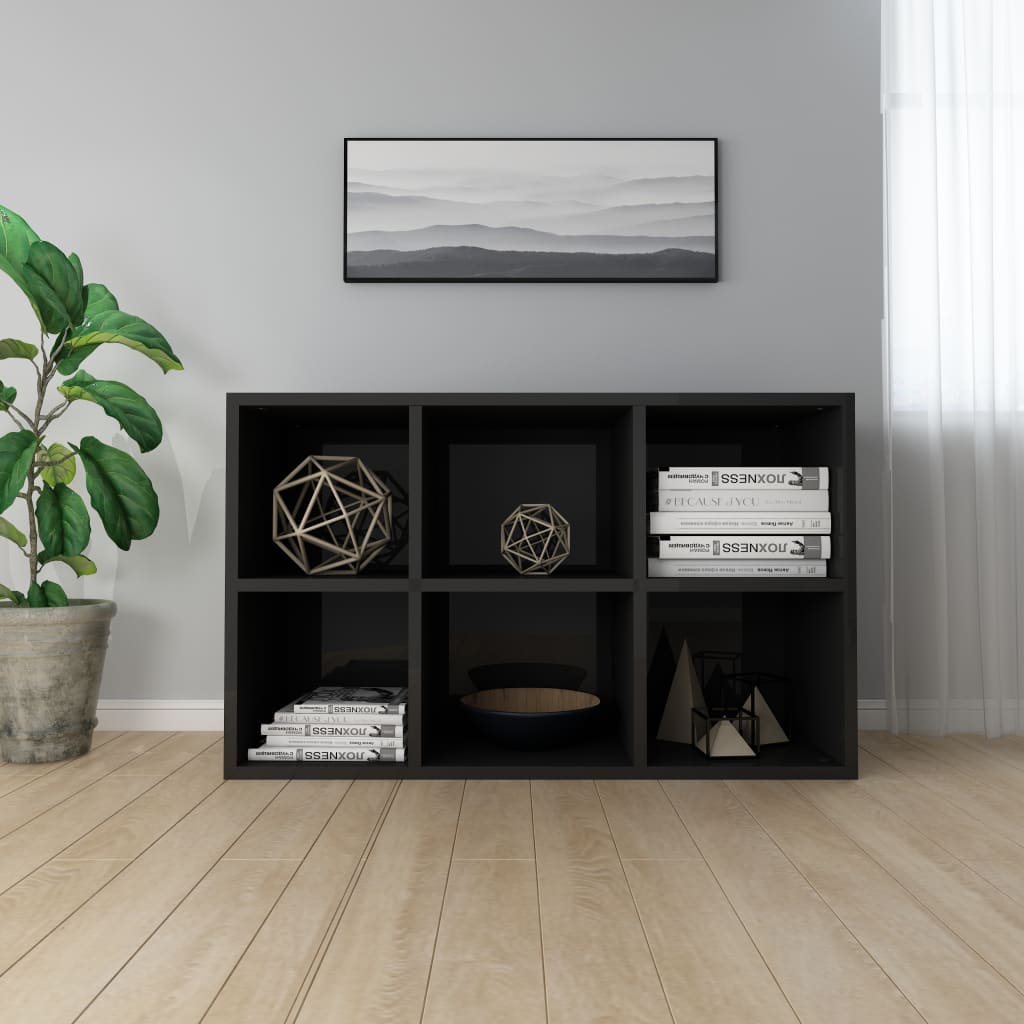 Book Cabinet/Sideboard High Gloss Black 66x30x97.8 cm Chipboard