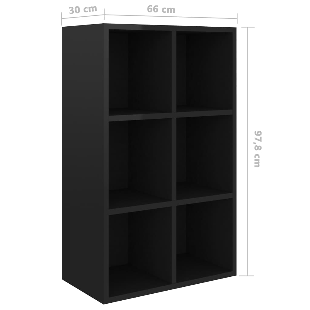 Book Cabinet/Sideboard High Gloss Black 66x30x97.8 cm Chipboard