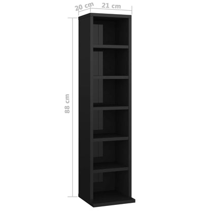 CD Cabinet High Gloss Black 21x16x88 cm Chipboard