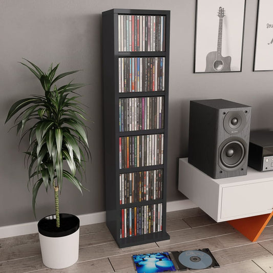 CD Cabinet High Gloss Black 21x16x88 cm Chipboard