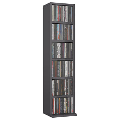 CD Cabinet High Gloss Grey 21x16x88 cm Chipboard