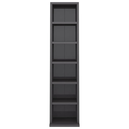 CD Cabinet High Gloss Grey 21x16x88 cm Chipboard