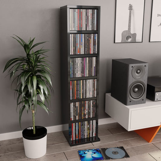 CD Cabinet High Gloss Grey 21x16x88 cm Chipboard