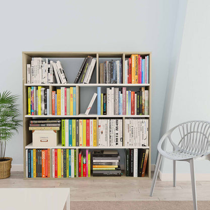 Room Divider/Book Cabinet White and Sonoma Oak 110x24x110 cm Chipboard