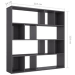 Room Divider/Book Cabinet High Gloss Grey Chipboard