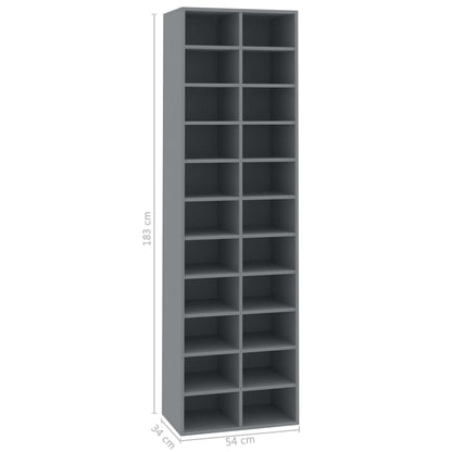 Shoe Cabinet Grey 54x34x183 cm Chipboard