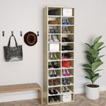 Shoe Cabinet White and Oak Chipboard
