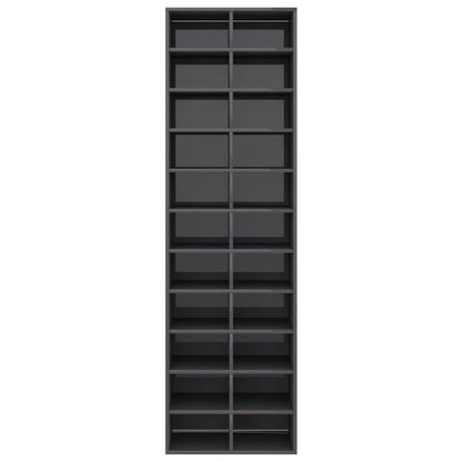 Shoe Cabinet High Gloss Grey 54x34x183 cm Chipboard