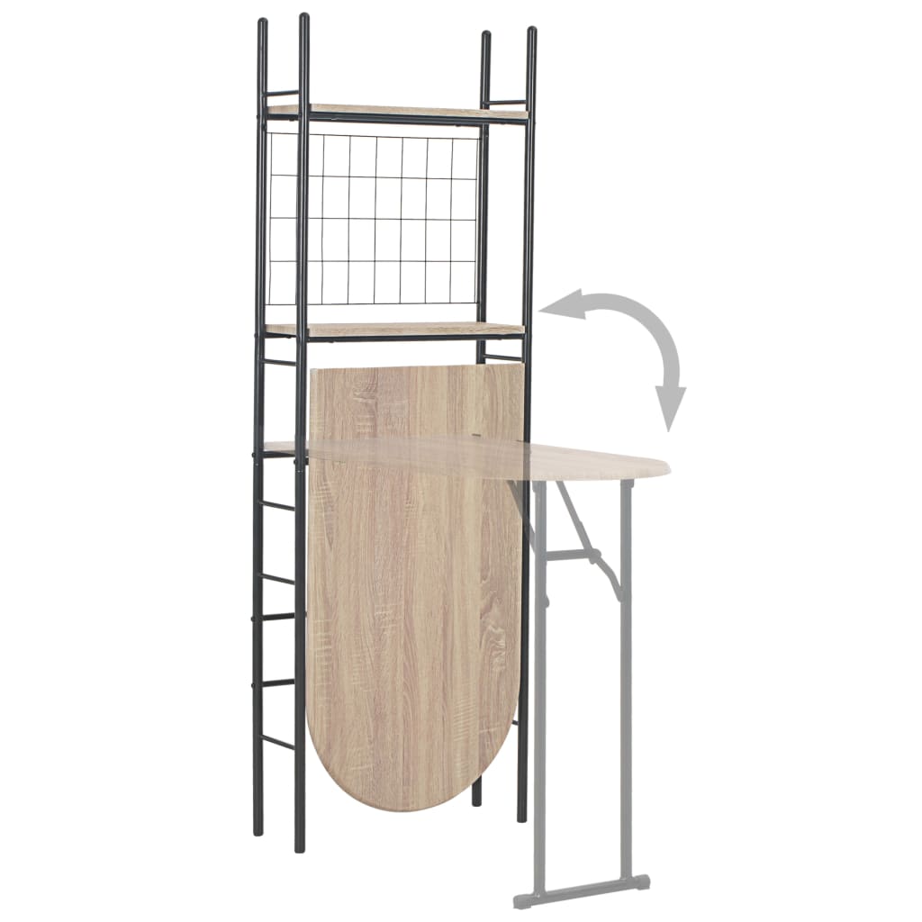 3 Piece Folding Dining Set with Storage Rack