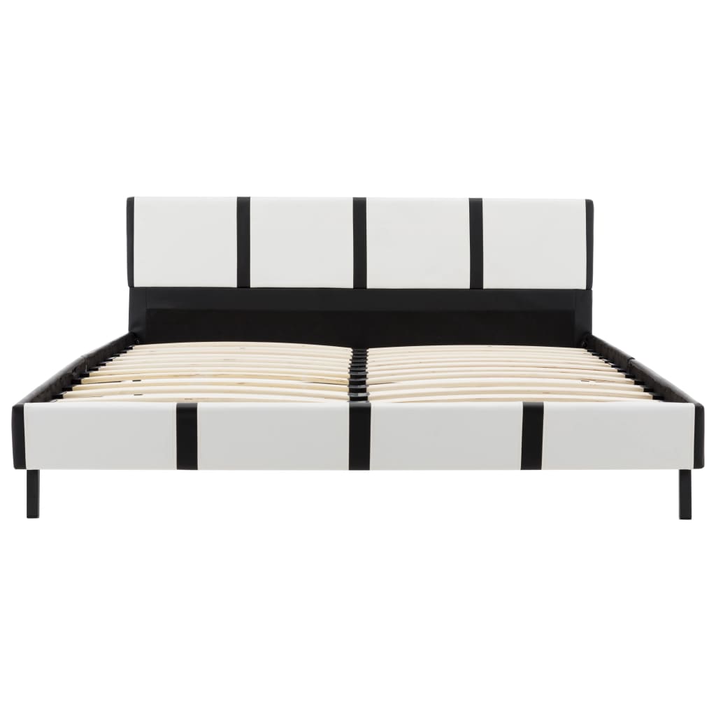 Bed Frame White and Black Faux Leather 106x203 cm King Single