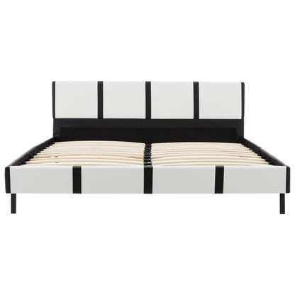Bed Frame White and Black Faux Leather 106x203 cm King Single