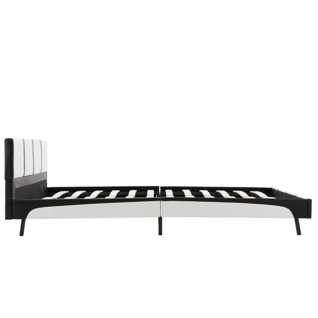 Bed Frame White and Black Faux Leather 106x203 cm King Single