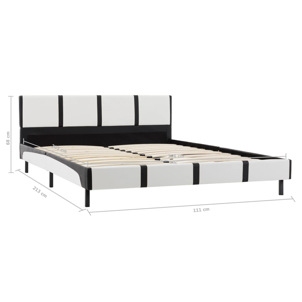 Bed Frame White and Black Faux Leather 106x203 cm King Single