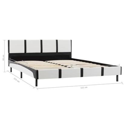Bed Frame White and Black Faux Leather 106x203 cm King Single