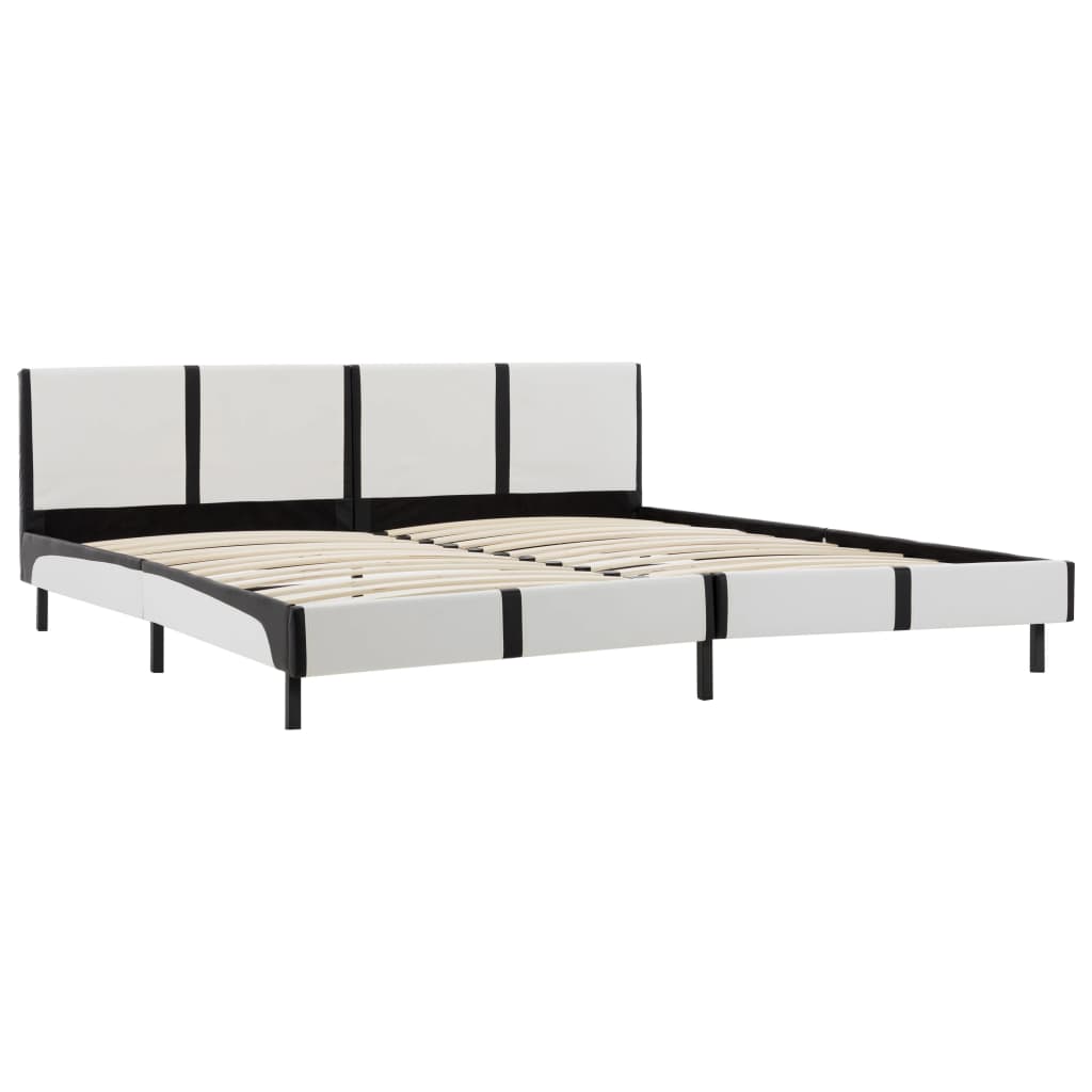 Bed Frame White and Black Faux Leather 153x203 cm Queen