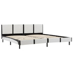 Bed Frame White and Black faux Leather  -Queen