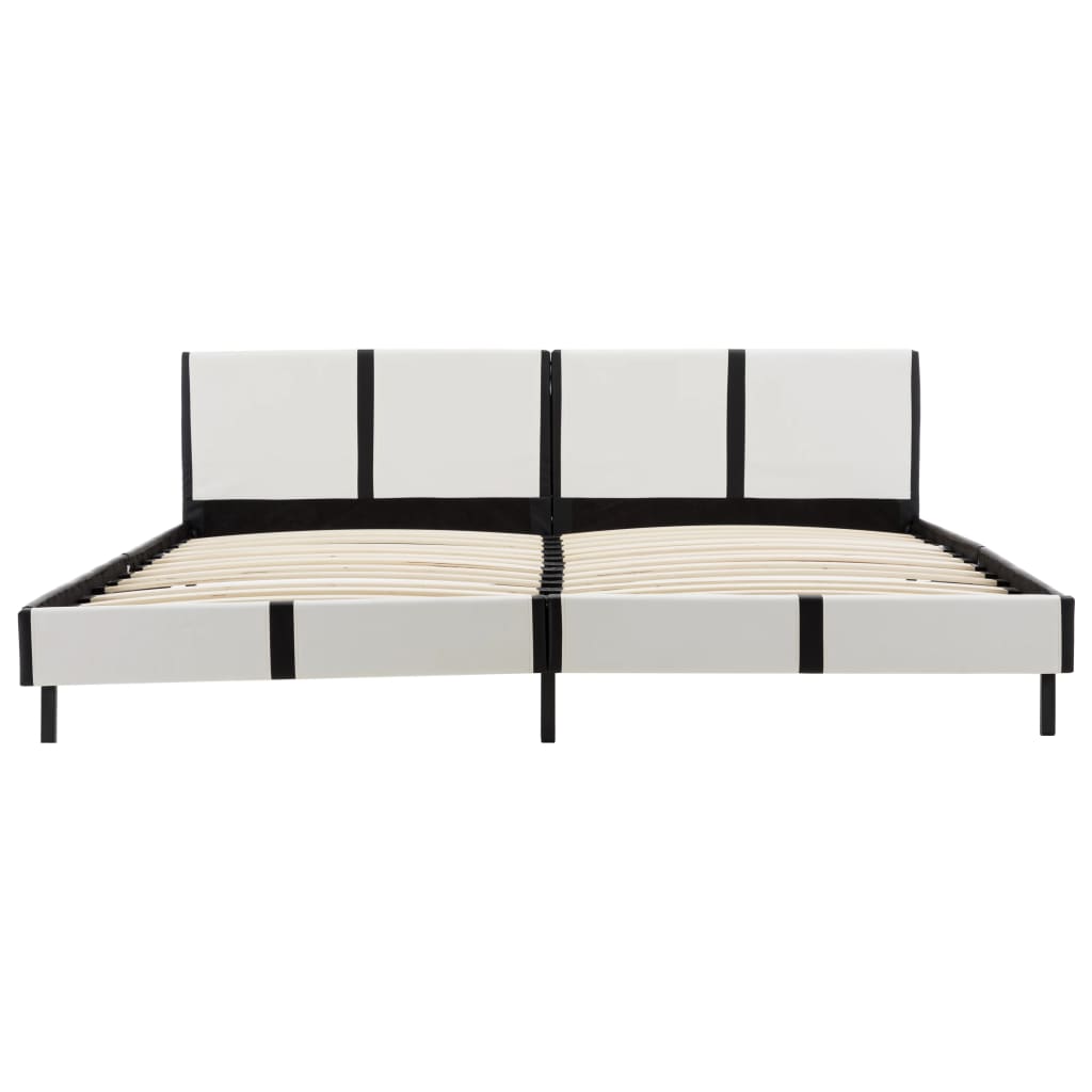 Bed Frame White and Black Faux Leather 153x203 cm Queen