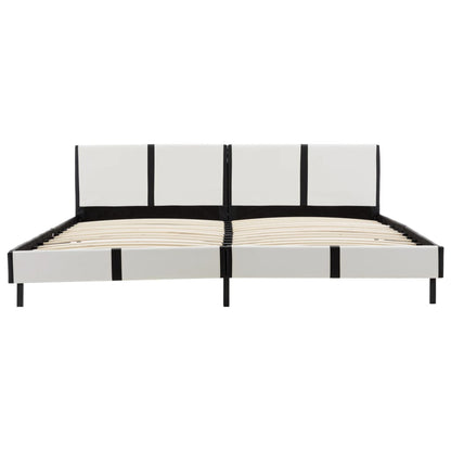 Bed Frame White and Black Faux Leather 153x203 cm Queen