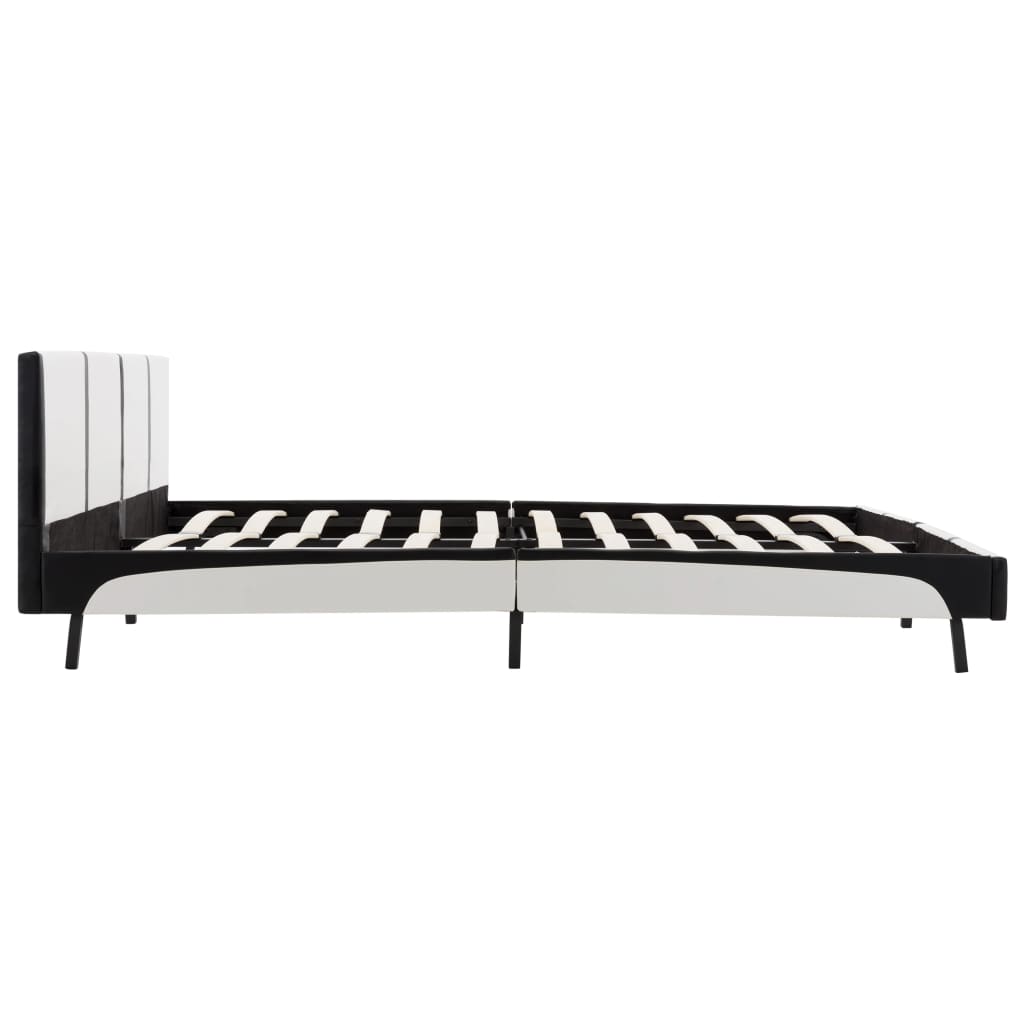 Bed Frame White and Black Faux Leather 153x203 cm Queen