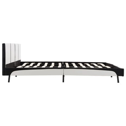 Bed Frame White and Black Faux Leather 153x203 cm Queen