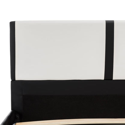 Bed Frame White and Black Faux Leather 153x203 cm Queen