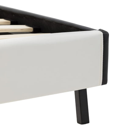 Bed Frame White and Black Faux Leather 153x203 cm Queen