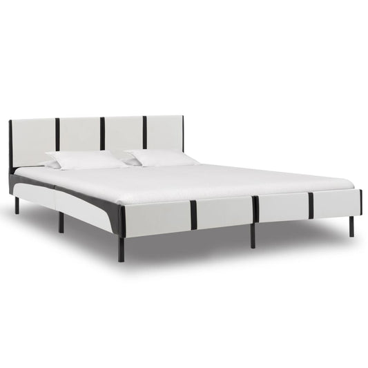 Bed Frame White and Black Faux Leather 183x203 cm King
