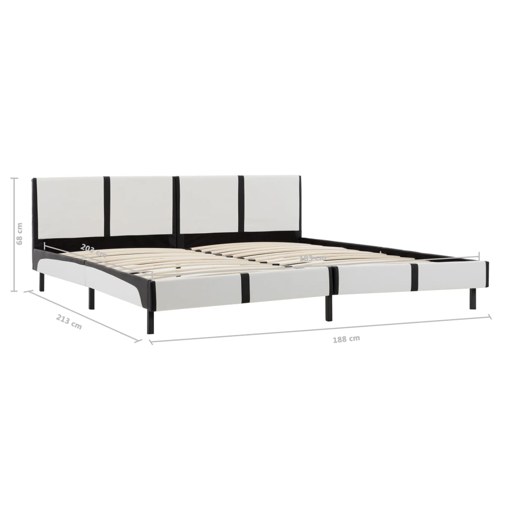 Bed Frame White and Black Faux Leather 183x203 cm King